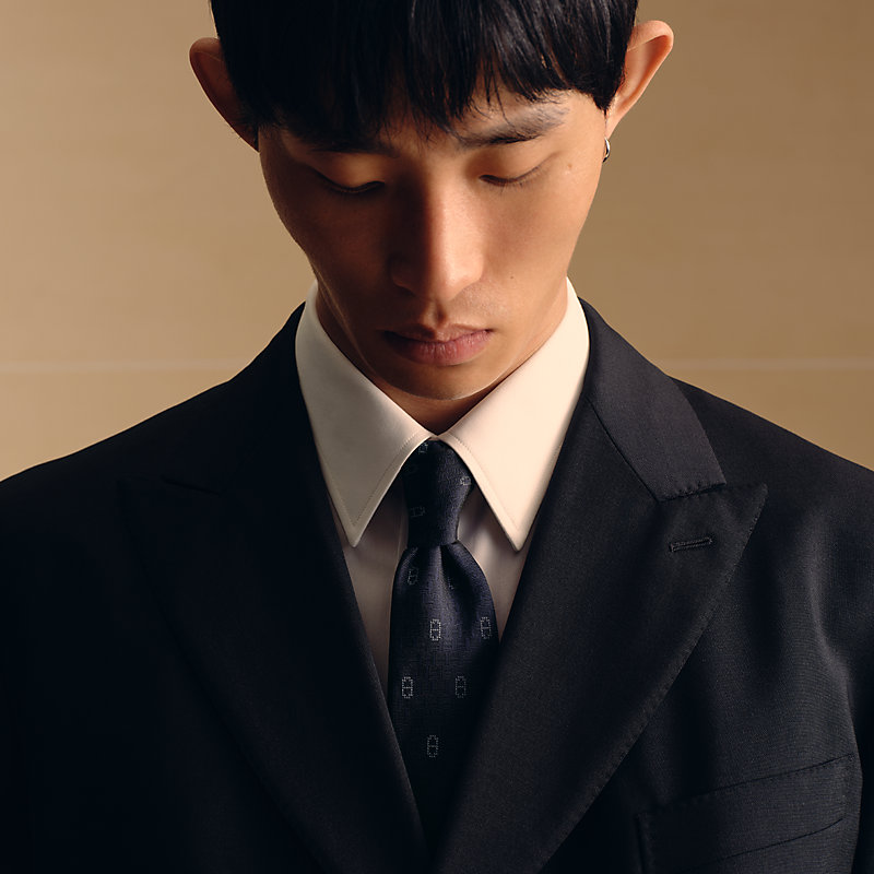 シルクタイ 7 cm 《マイヨン・ディヴェール》 - ブルー | Hermès